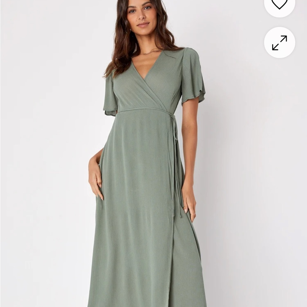 Elegant Green Wrap Dress